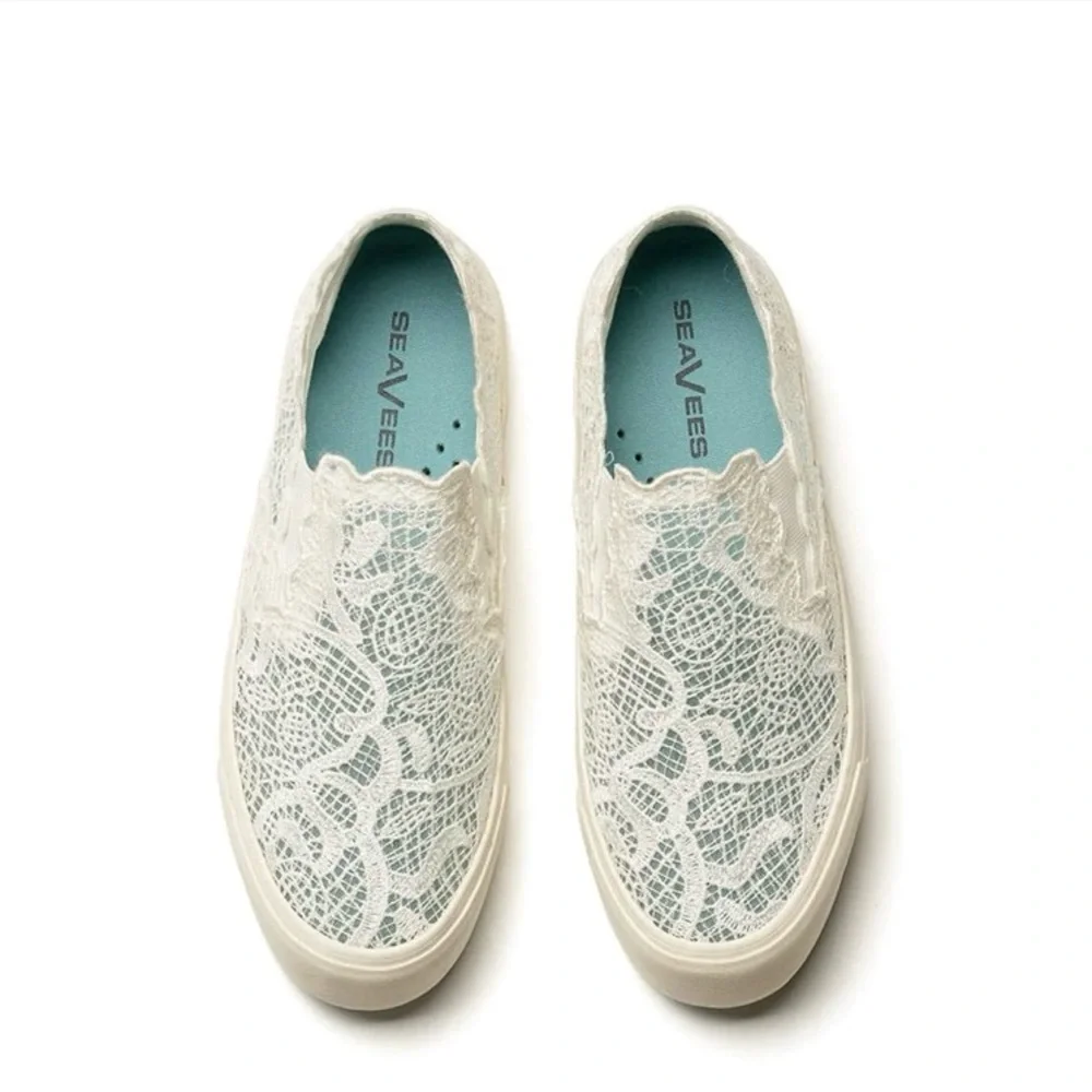 SeaVees Baja Platform Lace Slip on Sneakers Cream 8.5 - Picture 4 of 9